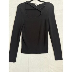 White Birch Black Cutout Neck Long Sleeve Top Women's XL NWOT Form fitting